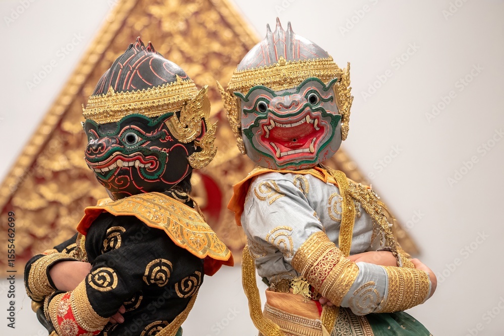 Fototapeta premium Captivating ramayana khon dance performance in thailand a cultural showcase of tradition and art