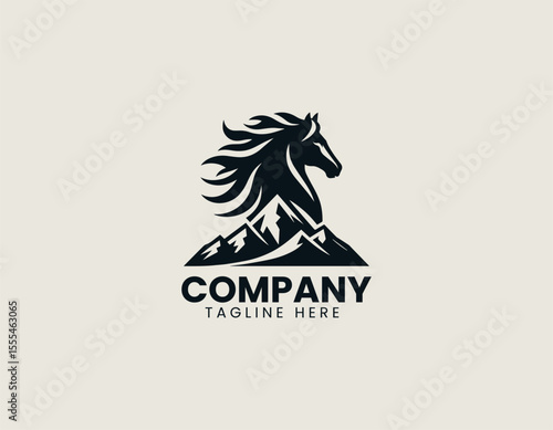 Powerful Horse Mountain Fusion Dynamic Equine Landscape Iconic Vector Logo