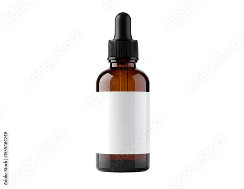 Amber bottle with blank label mockup
