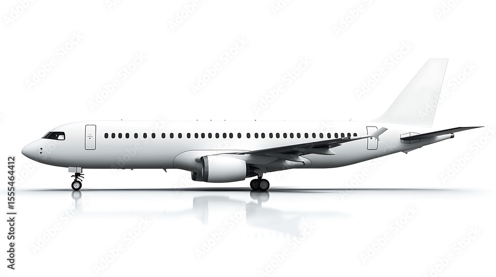 White Passenger Airplane Isolated On White Background Illustration Commercial Jet Mockup White Passenger Airplane Isolated On White Background Illustration Commercial Jet Mockup