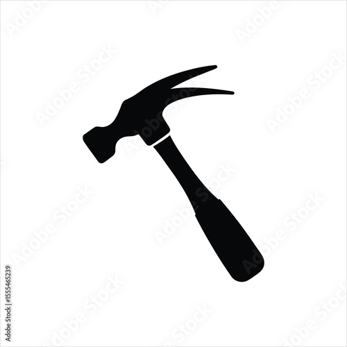 Vector Hammer Silhouette Icon Isolated on White Background	