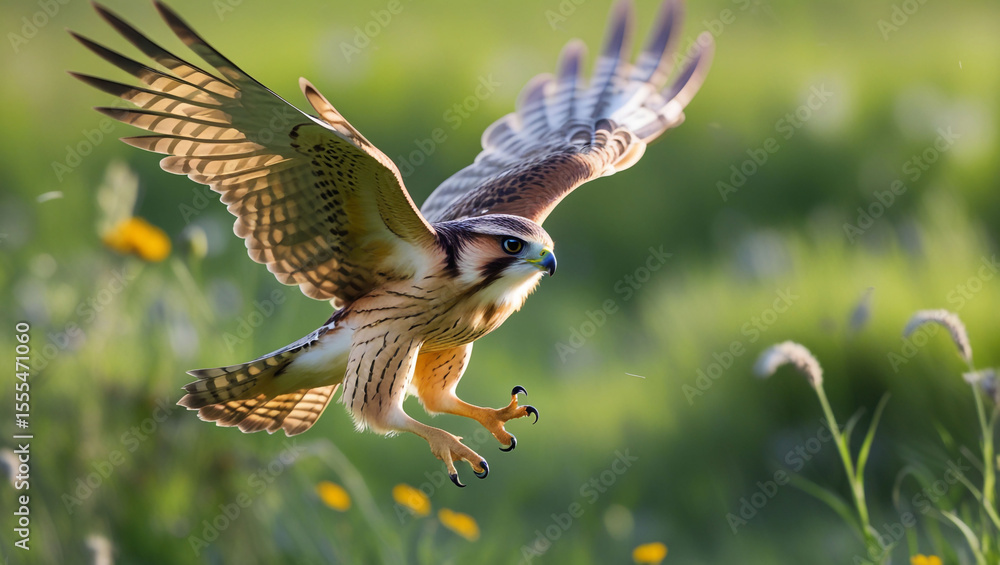Obraz premium Flying falcon bird of prey wildlife nature animal predator raptor wings outdoors avian hunter falconry