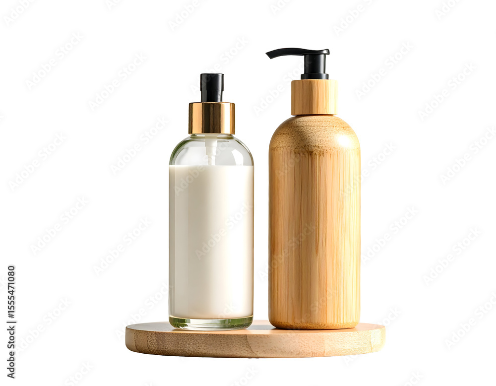 Ecofriendly bathroom set on wooden platform Ecofriendly bathroom set on wooden platform