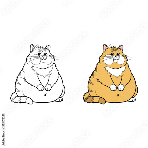 fat cat cartoon illustration vector