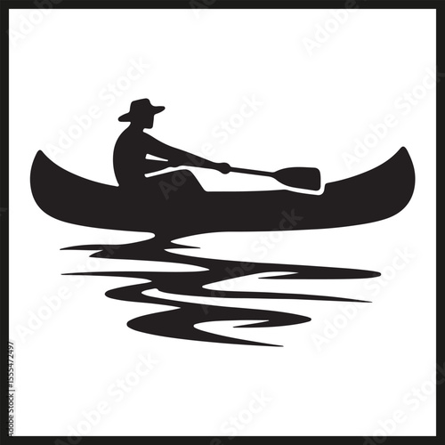 A black silhouette of a Canoe vector