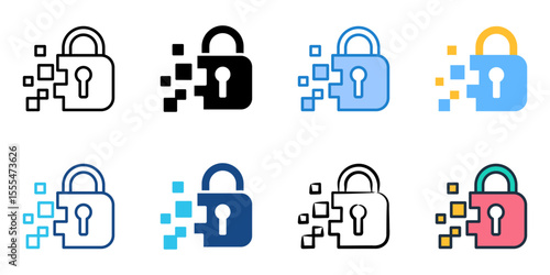 Encryption icon set multiple style collection 
