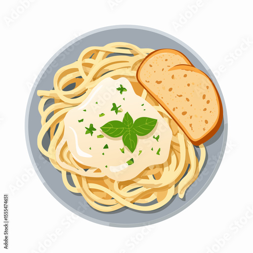 Creamy Spaghetti with Garlic Bread A Simple Italian Delight