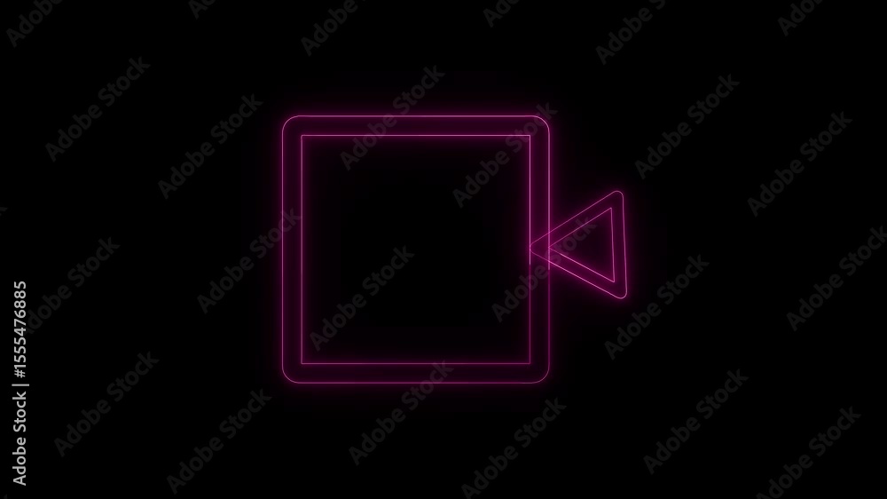 Video camera icon motion graphic. Futuristic neon video icon animation on black background. Retro neon video icon animation with glowing edges. Minimal neon video icon glowing. Video camera icon motion graphic. Futuristic neon video icon animation on black background. Retro neon video icon animation with glowing edges. Minimal neon video icon glowing.