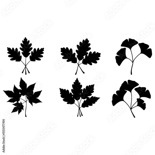 Fall Leaves Silhouette bundle, Fall Leaves icon Set.