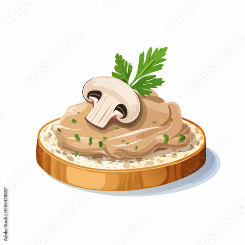 Mushroom pate on toast with parsley garnish, a culinary delight