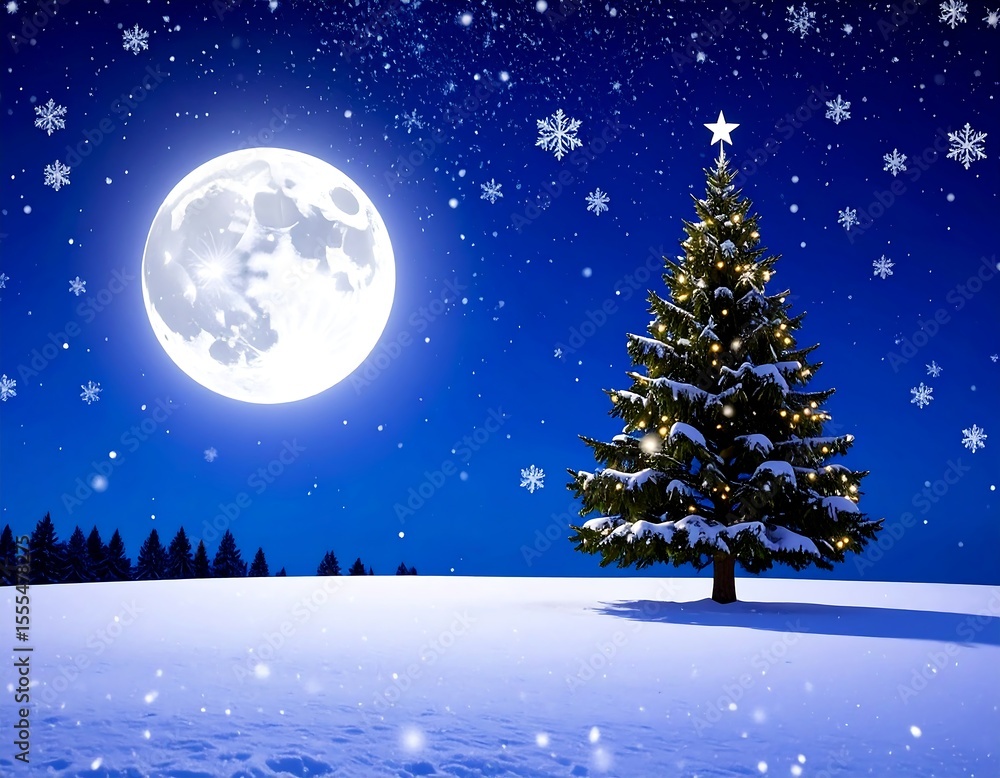 Naklejka premium Snowy Christmas night