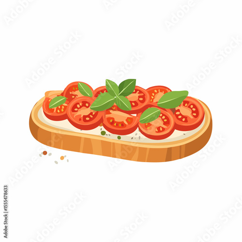 Tomato and Basil Bruschetta: Toasted Bread with Cream Cheese and Fresh Toppings