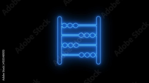 Neon glow abacus icon animation with glowing moving beads, symbolizing digital learning, math tools, and futuristic education visuals.
