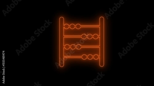 Neon glow abacus icon animation with glowing moving beads, symbolizing digital learning, math tools, and futuristic education visuals.