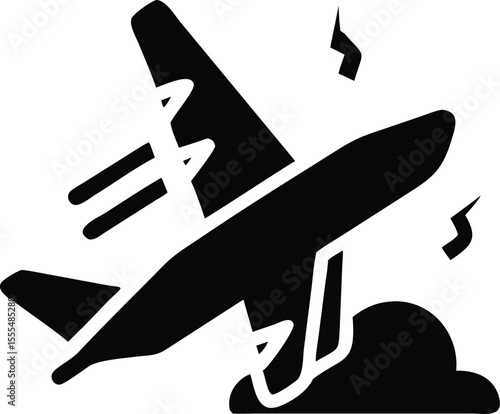 Airplane taking off icon, plane crash icon