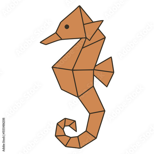 sea horse origami papercraft hobby fun flat color vector illustration template design