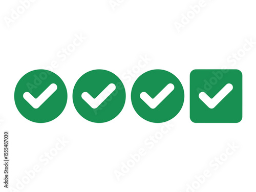 Green check mark icon. Check mark vector icon. Checkmark Illustration. Vector symbols set ,green checkmark isolated on white background. Correct vote choise isolated symbol. See Less
