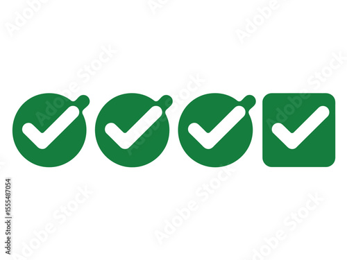 Green check mark icon. Check mark vector icon. Checkmark Illustration. Vector symbols set ,green checkmark isolated on white background. Correct vote choise isolated symbol. See Less
