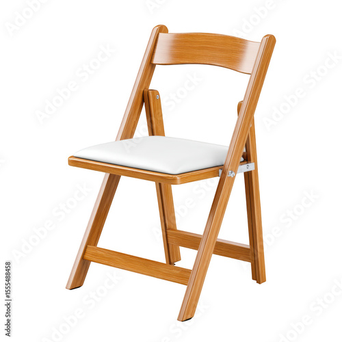 Elegant Wooden Folding Chair with Soft Cushion for Events, Dining, or Home Use in Warm Natural Finish