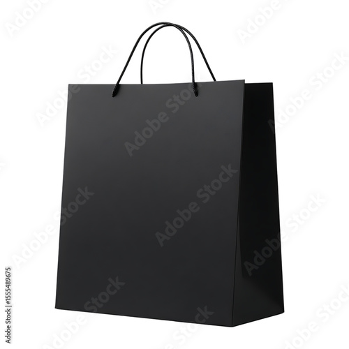 Black shopping bag isolated on transparent background