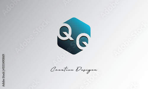 QQ Creative Polygon Logo – Modern Negative Space Lettermark with Geometric Hexagon Shape for Futuristic Branding, Corporate Identity & Tech Design

