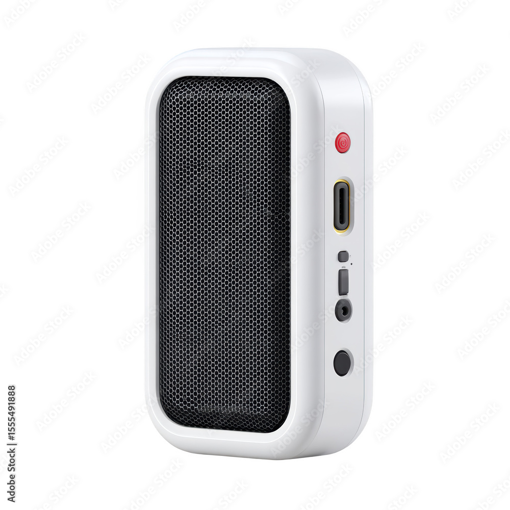 Obraz premium Compact Portable Speaker with Mesh Grill and Control Buttons for Personal and Outdoor Use