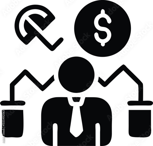 Financial advisor managing investments and growth and dollar icon