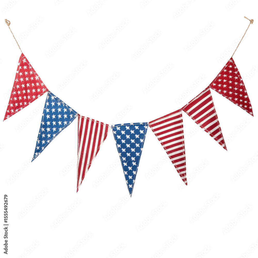 Fototapeta premium A patriotic bunting banner with red, white, and blue stars and stripes.