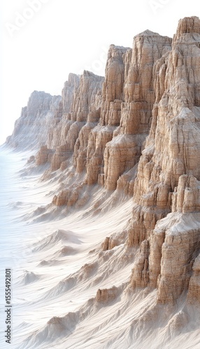 Beige and White Digital Cliff Face Render