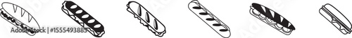 Bread and Sub Sandwich Vector Icons.