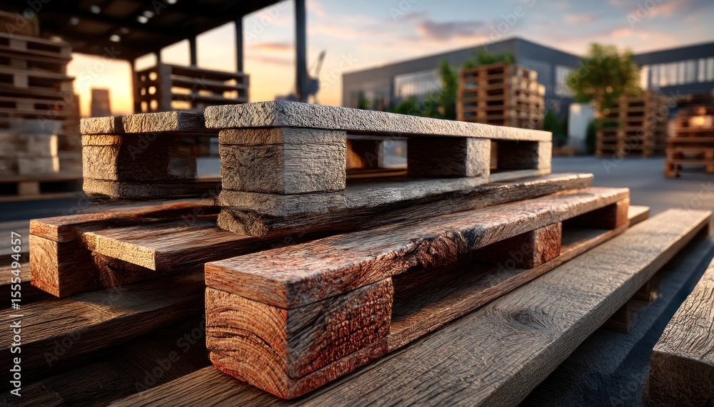 Wooden pallets stacked outdoors Wooden pallets stacked outdoors