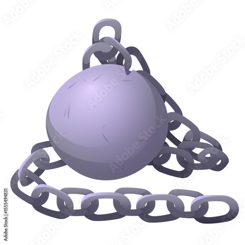 Old Ball and Chain Vector Illustration