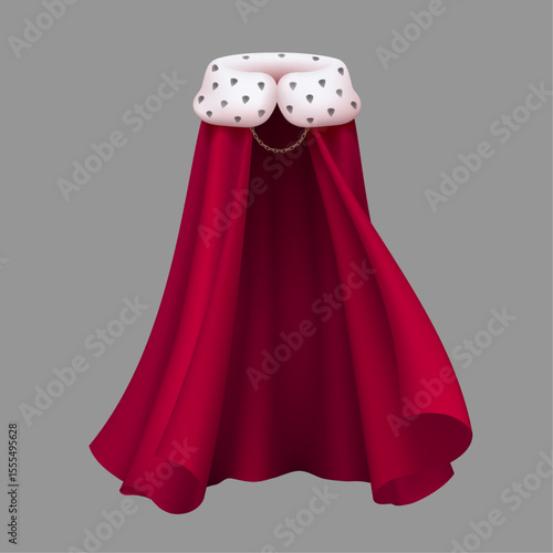 Royal Red Cape with Ermine Fur Collar
