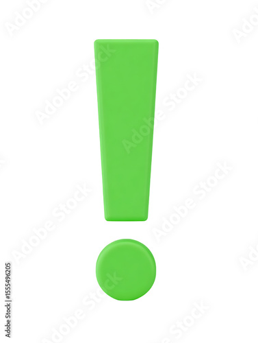 Green exclamation mark isolated on transparent background