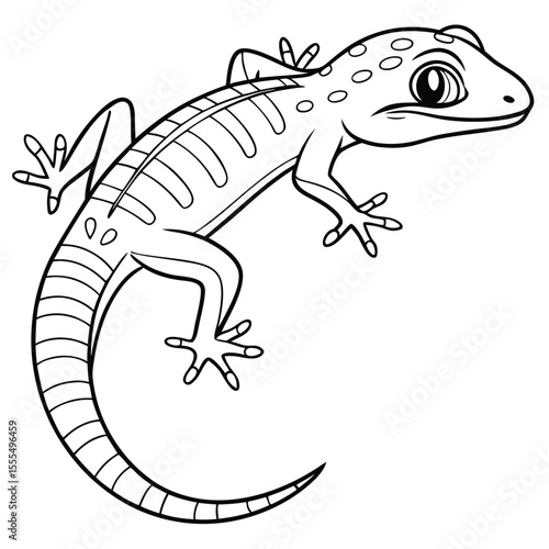 Illustration of a gecko with spots in black and white