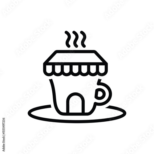 Black line icon for tea shop