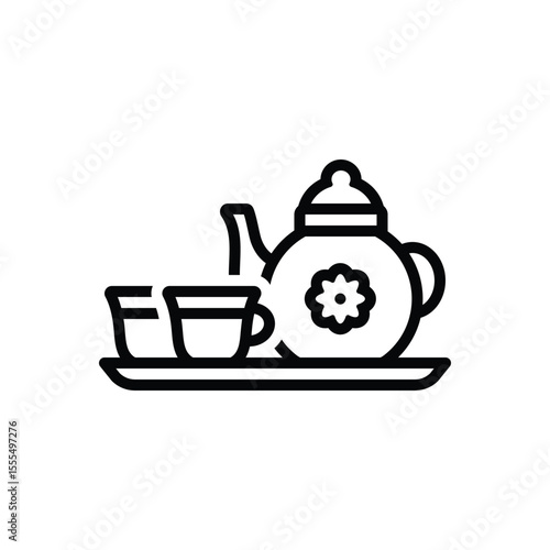 Black line icon for tea set