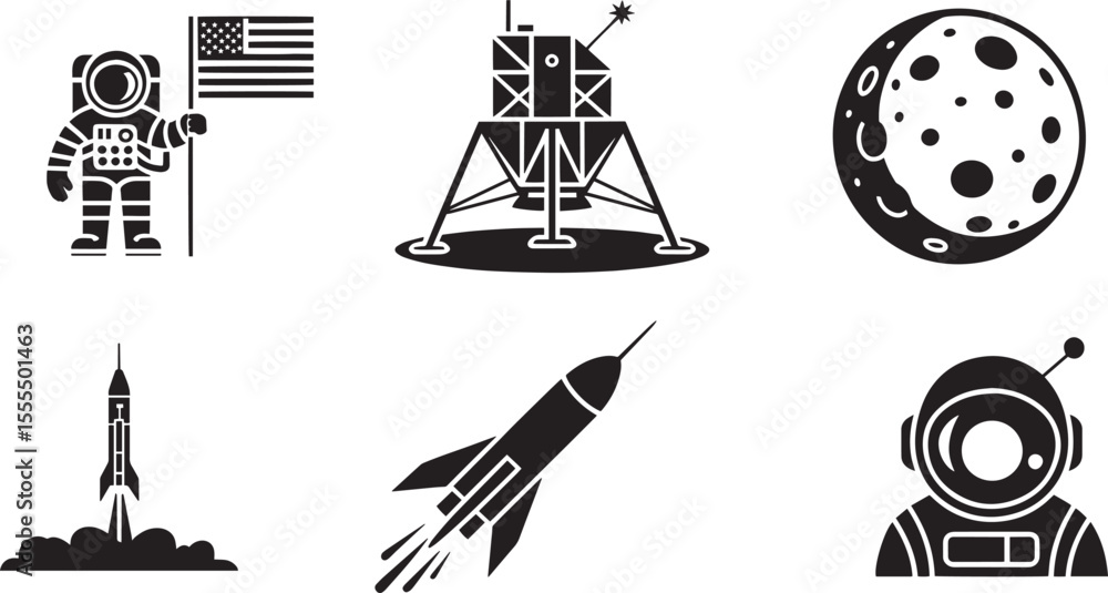 Fototapeta premium Astronaut moon rocket ship space