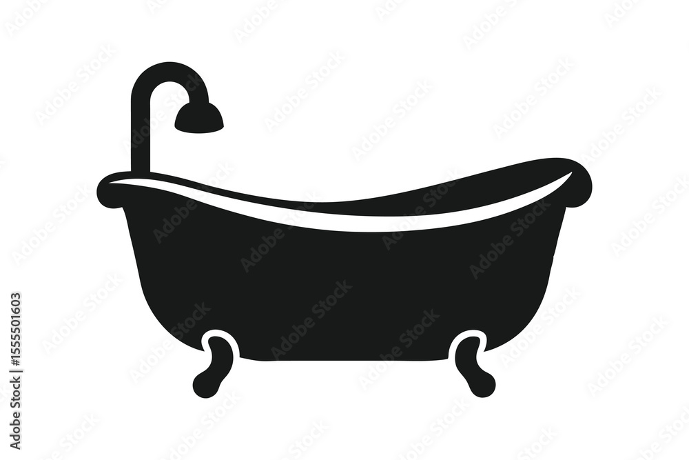 Baby bathtub silhouette on white background Baby bathtub silhouette on white background