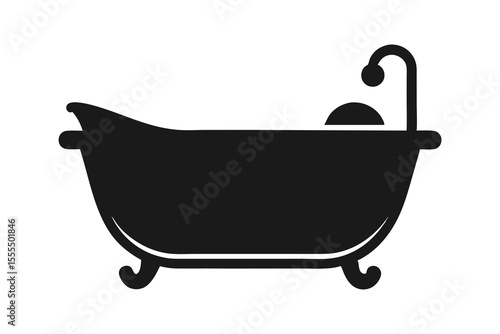 Bathtub black silhouette icon on white background
