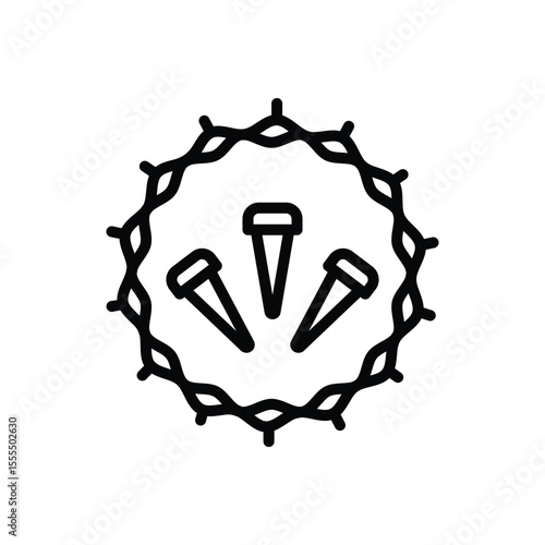 Black line icon for crown of thorn
