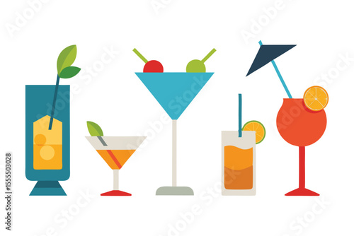 set of cocktails icon isolated on white background