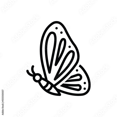 Black line icon for butterfly