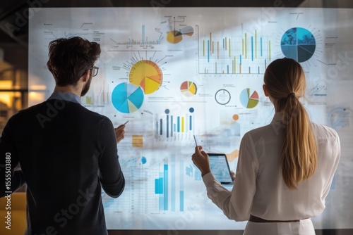 business collaboration with infographics, idea mapping and goal setting, modern look