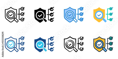 Security assessment icon set multiple style collection 
