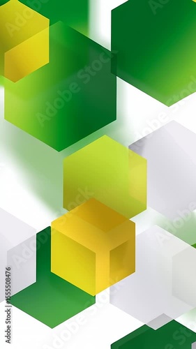 Abstract Geometric Hexagons Overlapping in Green and Yellow Design