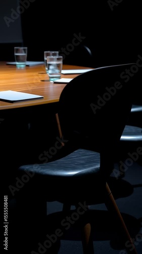 Wooden Conference Table Set for Social Meeting in Office
