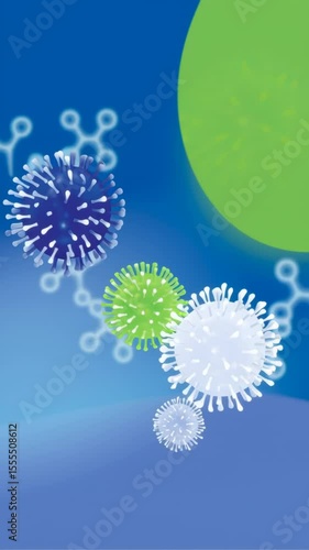 Colorful Viruses Floating in Abstract Scientific Environment