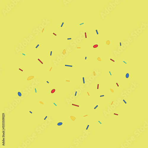 A colorful array of paper shreds, with a light-colored background.