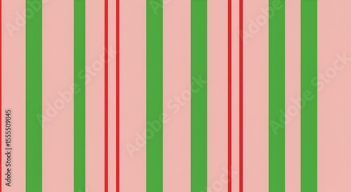 Repeating Vertical Striped Pattern with Green, Pink, and Red on Light Pink Background